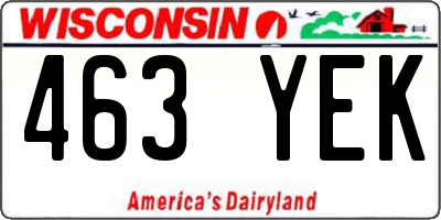 WI license plate 463YEK