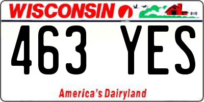 WI license plate 463YES