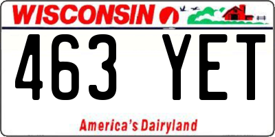 WI license plate 463YET