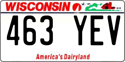 WI license plate 463YEV