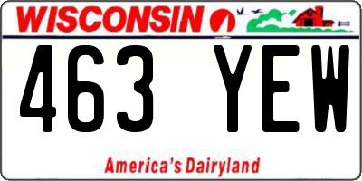 WI license plate 463YEW