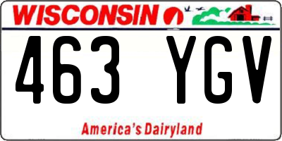 WI license plate 463YGV