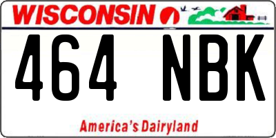WI license plate 464NBK