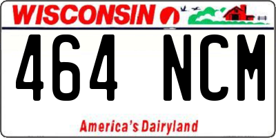 WI license plate 464NCM