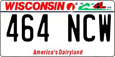 WI license plate 464NCW