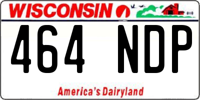 WI license plate 464NDP
