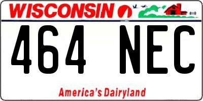 WI license plate 464NEC