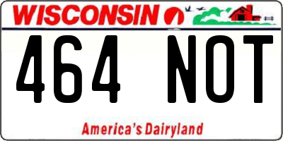 WI license plate 464NOT