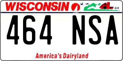 WI license plate 464NSA