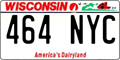 WI license plate 464NYC