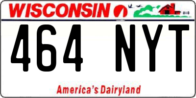 WI license plate 464NYT
