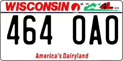 WI license plate 464OAO