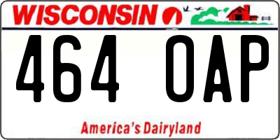 WI license plate 464OAP