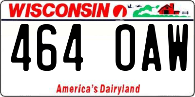 WI license plate 464OAW