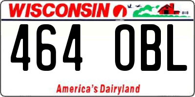 WI license plate 464OBL