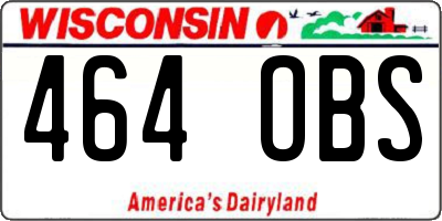 WI license plate 464OBS