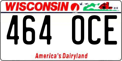 WI license plate 464OCE