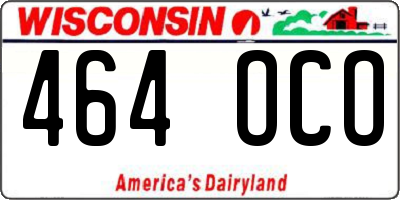 WI license plate 464OCO
