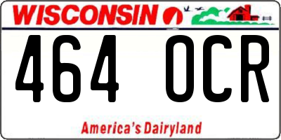 WI license plate 464OCR