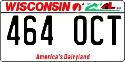 WI license plate 464OCT