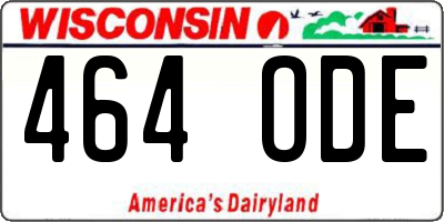 WI license plate 464ODE