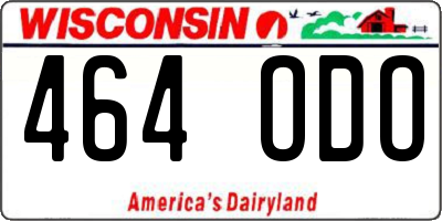 WI license plate 464ODO