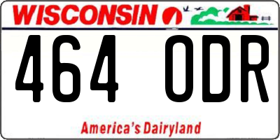 WI license plate 464ODR