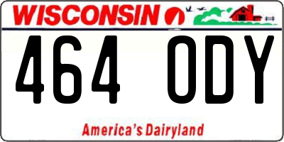 WI license plate 464ODY