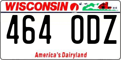 WI license plate 464ODZ