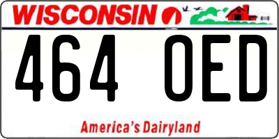WI license plate 464OED