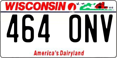 WI license plate 464ONV
