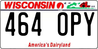 WI license plate 464OPY