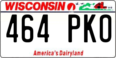 WI license plate 464PKO