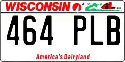 WI license plate 464PLB