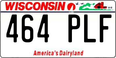 WI license plate 464PLF