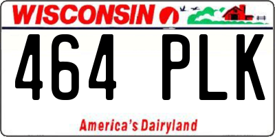 WI license plate 464PLK