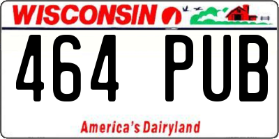 WI license plate 464PUB