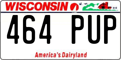 WI license plate 464PUP
