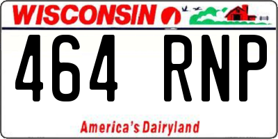 WI license plate 464RNP