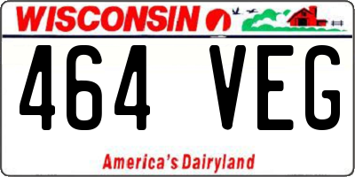 WI license plate 464VEG
