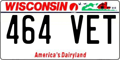 WI license plate 464VET