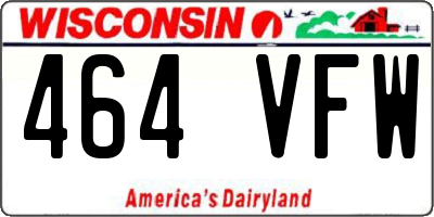 WI license plate 464VFW
