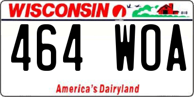 WI license plate 464WOA