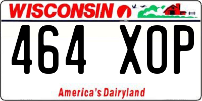 WI license plate 464XOP