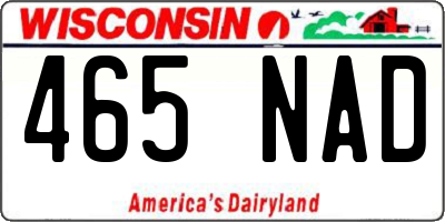 WI license plate 465NAD