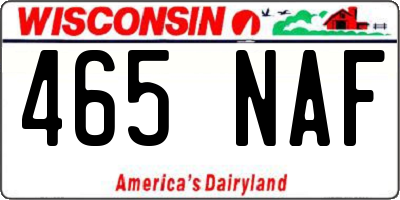 WI license plate 465NAF