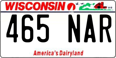 WI license plate 465NAR