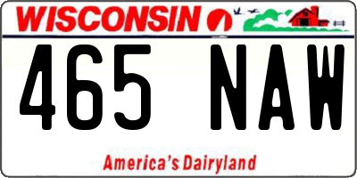 WI license plate 465NAW