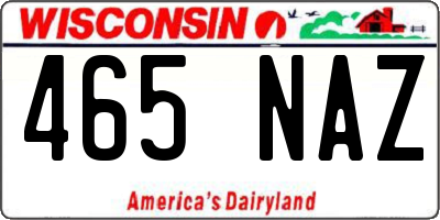 WI license plate 465NAZ