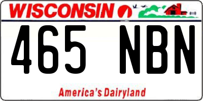 WI license plate 465NBN